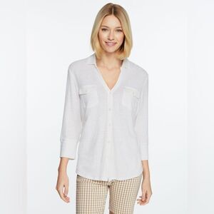 J. McLaughlin Brynn Linen Shirt Size Large Lightweight Preppy Top
